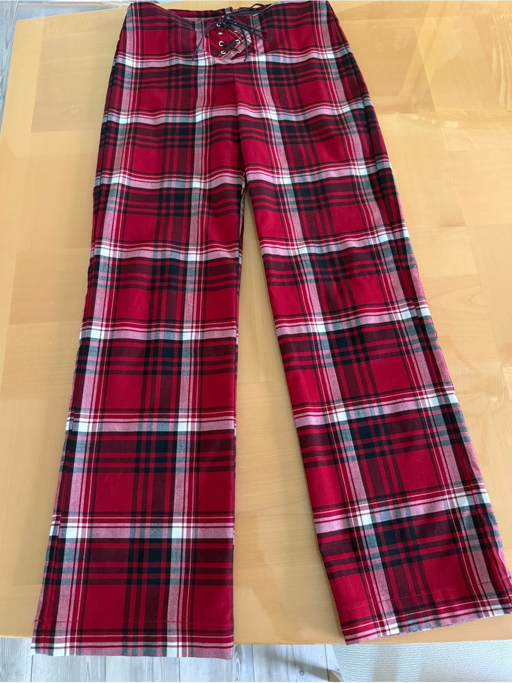 Vintage 90s My Michelle Red Plaid Lace-Up Back Pants Juniors 5/6